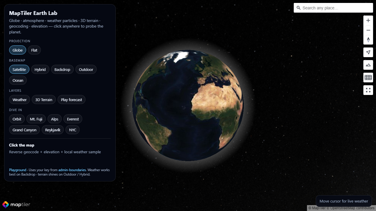 MapTiler Earth Lab globe